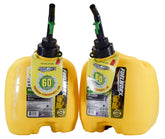 Fuelworx Yellow 5 Gallon Stackable Fast Pour Diesel Fuel Cans CARB Compliant Made in The USA (5 Gallon Diesel Cans 2-Pack)